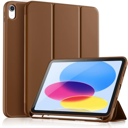 Vobafe Funda para iPad (A16) 11ª Generación 2025 11 Pulgadas/iPad 10ª Generación 2022 10,9 Pulgadas, Parte Trasera de TPU Flexible con Ranura de Lapiz, Marrón