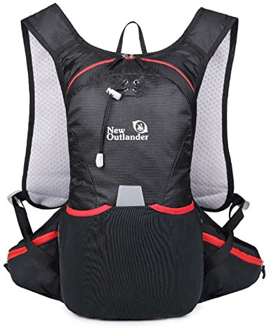 TQVLNMCR Fahrradrucksack, 10/12 l, Fahrradrucksack, Laufrucksack, Reitrucksack, atmungsaktiv, leicht, for Outdoor-Sport, Reisen, Bergsteigen, Trinkrucksack for Männer und Frauen(Black221-12 Liters)