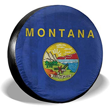 Ersatzrad Abdeckung Grunge-Flagge Von Montana Reifentaschen Waschbar Radschutz Staubdichter Tyre Cover Für Auto, SUV, Wohnwagen 16
