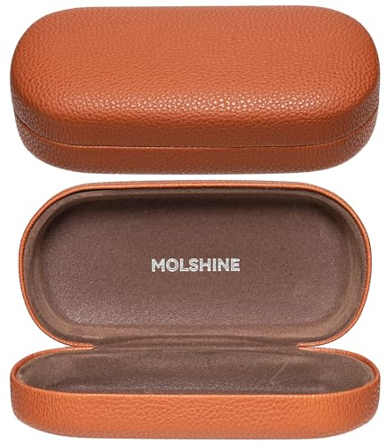 molshine Sonnenbrillen Etui aus Hartschalen Leder, klassisches großes Brillenetui für Damen und Herren, Sonnenbrillen