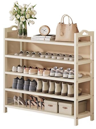 Rack à chaussures en bambou pour placard, étagère à chaussures sur pied multifonctionnelle et robuste pour ranger les chaussures dans l'entrée, à l'intérieur, à l'extérieur ou dans un petit espace