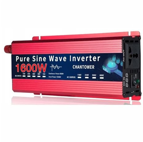 Inversor Corriente Inversor 12v/24v A 110v/220v Inversor De Onda Sinusoidal Pura 12v 220v 1000W 1600W CC A CA Convertidor Portátil Auto Inversor Solar Para Automóvil Transformador(1600W 24V 220V 50Hz)
