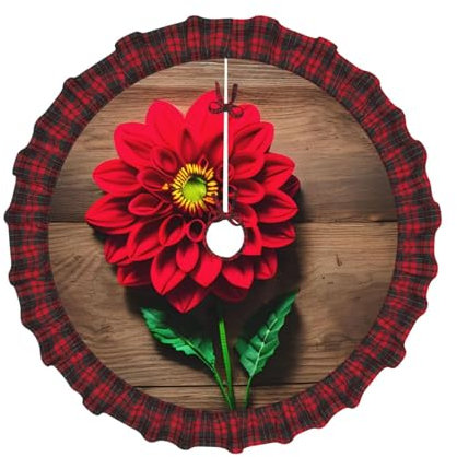 Holzbrett Retro Blume Rot Dahlie Druck 121,9 cm 91,4 cm 91,4 cm 76,2 cm Weihnachtsbaum Rock Urlaub Party Dekoration Geeignet für drinnen und draußen