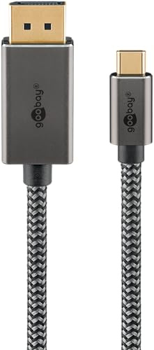 goobay Cable USB C a DisplayPort 1.2 4K a 60 Hz tipo C Thunderbolt 3/4 a DP cable USB 3.1 compatible con Mac Book, iPhone, Surface / 3 m/cable textil / 75709