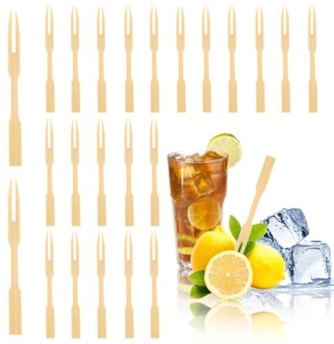 100 Pcs Wooden Fruit Forks, 3.5 Inch Bamboo Cocktail Forks, Fruit Buffet Fork for Charcuterie Boards, Buffets, Food Catering