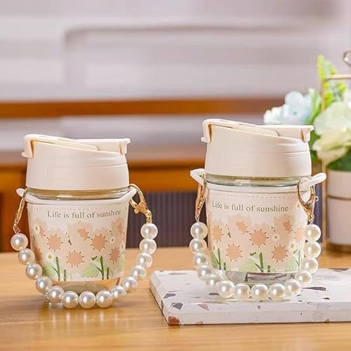 2 vasos de cristal de 350 ml, vasos de café, vasos de viaje herméticos e impermeables, vasos de café helado, tazas de té de burbujas, taza de viaje para zumo, batidos, agua, té, fácil de llevar