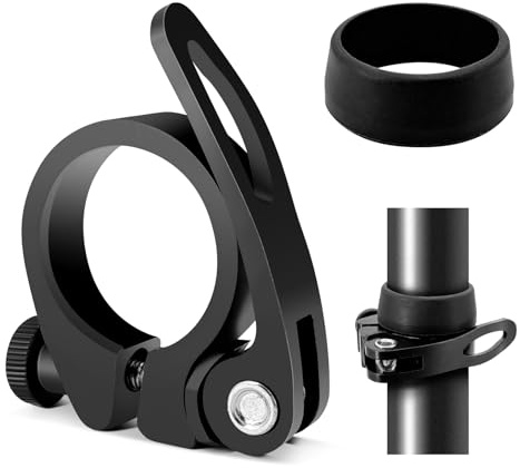 Fahrrad Sattelklemme Schnellspanner Sattelstütze Sattelkloben 31.8mm - Sattelstützenklemme aus Aluminium, Schnellspanner Sattelklemme für Fahrrad Sattel Befestigung Sattelstütze mit Staubschutzring