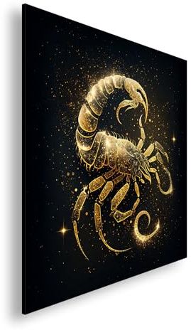 Farbenhorizont Leinwandbild Goldener Skorpion tanzt funkelnd im Sternenstaub Format: 60x60cm XXL Wandbild auf Keilrahmen/Kunstdruck/Bild Wohnzimmer Dekoration
