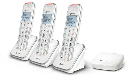Geemarc Liberty 200 Trio - Téléphones sans Fil avec Base Ultra Compacte - Installez Vos Combinés où Vous Voulez
