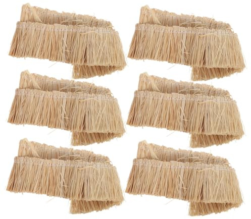 OFFSCH Lot de 6 matériaux de toit en paille artificielle pour projets miniatures de bricolage Rouleau d'herbe de paille pour maisons de modélisme et petites décorations de toit d'herbe Simulation de