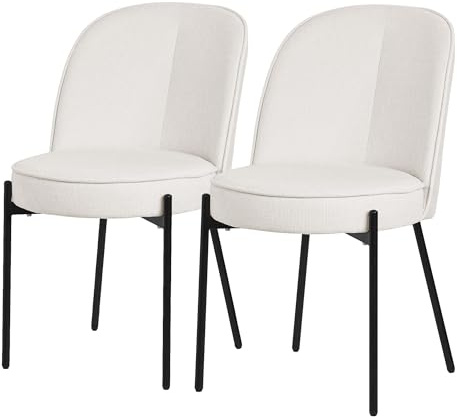 ML-Design Esszimmerstühle 2er Set Beige, Küchenstühle mit Stoffbezug und Metallbeinen, Wohnzimmerstuhl mit Rückenlehne, Polsterstühle für Esszimmer & Küche, Gepolsterte Stühle Ergonomischer Sessel