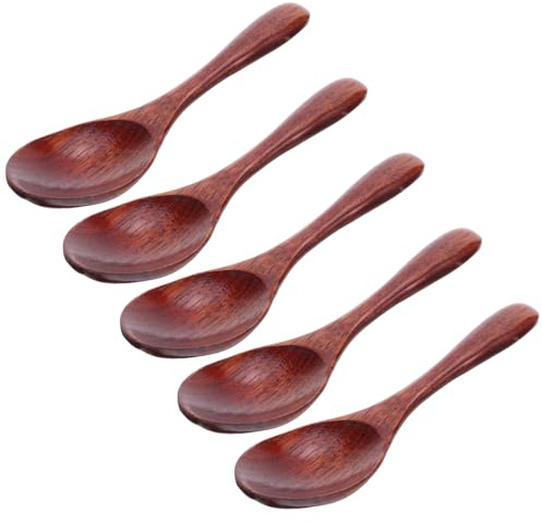 SEWACC Lot de 5 Cuillères à Soupe Japonaises en Bois de Hêtre 155X4 CM Cuillères à Miel Long Manche Laquées Traditionnelles pour Thé Café et Desserts