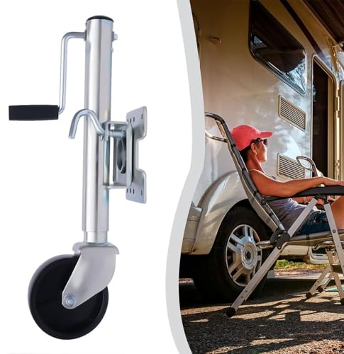 NYTFHMS Lift Swivel Trailer Jack - Bolt-On Swivel Tongue Jack, Steel Swivel Trailer Jockey Wheel, Heavy Duty Boat Trailer Jockey Wheel with 15Cm Wheel, 540Kg Capacity,