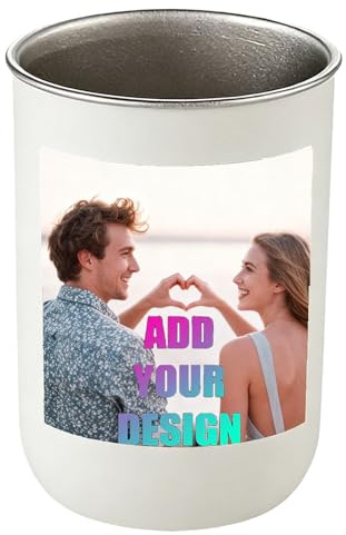 Personalisierter Edelstahl-Becher als Mundspülbecher – Individuell mit Foto, Text, Initialen oder Gruß Zahnputzbecher, wiederwendbar für Zahnbürsten für Firmenevents, Indoor- und Outdoor-Aktivitäten