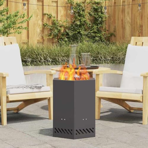 Nqyjm Brasero sans fumée - Noir - 38 x 38 x 51 cm - En acier - Pour jardin, terrasse, extérieur