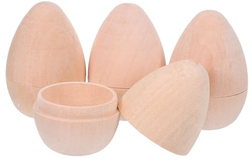 ORFOFE 4 Stück Befüllbare Ostereier aus Unbehandeltem Holz 7cm Leere Holzeier zum Bemalen Selbstgemacht Bastelset für Osterdeko Partykörbe und Ostereiersuchen