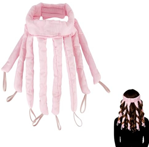 MNYXIS Rizos sin Calor Rosa, rulos pelo, Rizador de Pelo sin Calor con Cierre de Velcro para Ondas Naturales, Cinta para Rizar el Pelo de Tela Suave, Bigudíes para Dormir para Mujer y Niña, 1 Unidad
