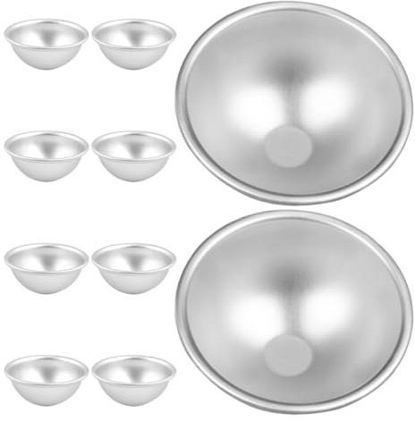 OUNONA Set 10 Formine per Dolci Emisferiche in Lega di Alluminio Antiaderente Distribuzione Uniforme del Calore per Dolci Creativi e Riutilizzabili in Cucina