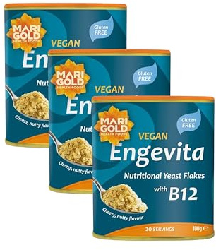 Marigold Engevita Nutritional Yeast Flakes with Vitamin B12, 100g (Pack of 3) – Vegan, High in B Vitamins, Protein & Fibre