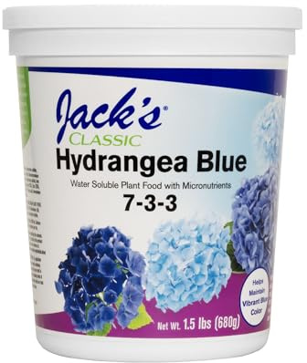 Jack's Classic 7-3-3 Hydrangea Blue Water-Soluble Fertilizer with Micronutrients to Enhance Blue Flowers, 1.5lbs