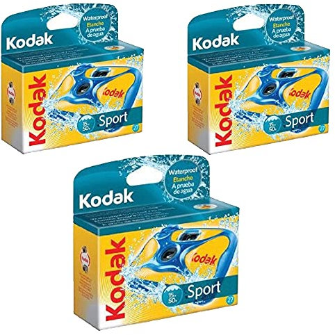 Kodak Fotocamera monouso subacquea sportiva monouso con pellicola a 800 velocità a 27 esposizioni (confezione da 3)