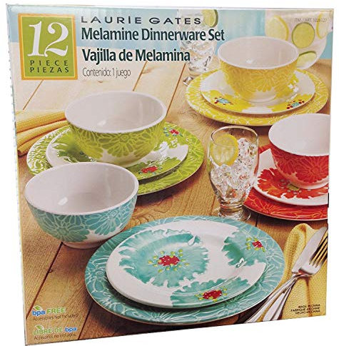 DRH Collection Laurie Gates – Vajilla de 12 piezas de melamina