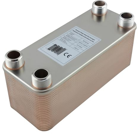 Edelstahl Plattenwärmetauscher B3-32-40 mit 4x 1 Zoll Anschluss – max. 230 kW, 12 m³/h Durchfluss für Heizung, Solar, Wärmepumpe