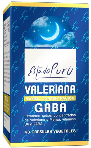 Valeriana GABA Estado Puro. Relajante Natural para Dormir Mejor. Valeriana Desodorizada + Melisa + GABA + Vitamina B6. Ayuda a Conciliar y Mantener el Sueño. 40 Cápsulas Vegetales de Tongil