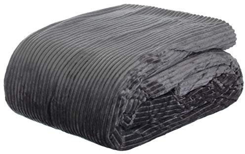 Brandsseller Wohndecke Samt Cord Optik Sherpa/Rückseite Kuscheldecke (ca. 150 x 200 cm, Anthrazit)