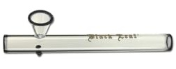 Black Leaf Handpfeife, Pur-Pfeife | 200 x 22 mm | Glas, klar/schwarz | Shabong/Kawumm Black Hole | von bong-discount