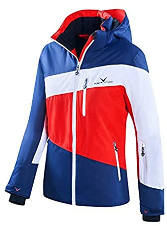 Black Crevice Damen Skijacke Striped, Rot/Weiß/Navy, 42