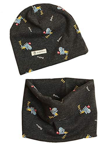 PAADIYA Baby Kinder Baumwolle Beanie Mütze Hut Mit Loop Schal Herbst Winter Drucken Absicherungskappe Hedging Halsbänder Schal Caps Set