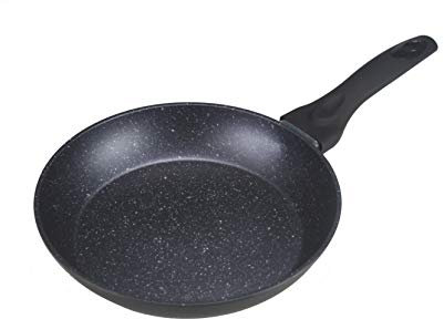 Non-Stick Frying Pan Induction Marble Effect Coating with Soft Touch Handle Forged Aluminium Non-Stick Frying Pan Healthy Cooking PFOA Free, Dishwasher Safe (22cm - Black Base)