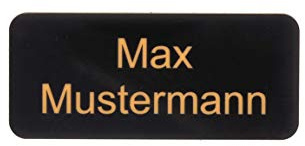 Gravurheim Briefkastenschild Türschild individuelle Gravur Name | selbstklebend - personalisiert | Kunststoff - Plastik | viele Farben und Größen (8x3,5cm Rechteck abgerundet, Schwarz-Gold)