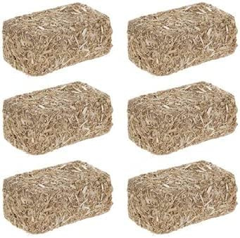 Tiny Hay Bales - 1.5 X 0.75 Inches - Mini Craft Decor for Small Nativity Stable, Fall Decor Autumn Diorama - 6 Count - 1.5 Inches Long