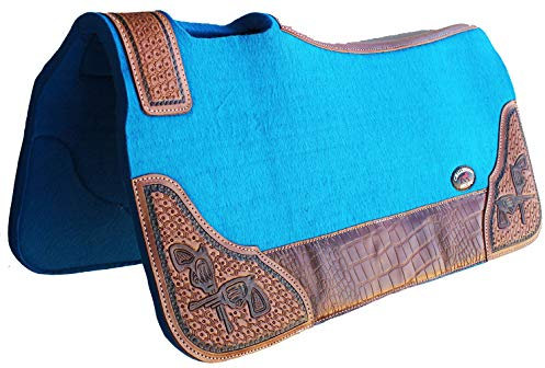 CHALLENGER 32 x 30 Western Contoured Wool Felt Therapeutic Saddle Pad Turquoise 39208TR