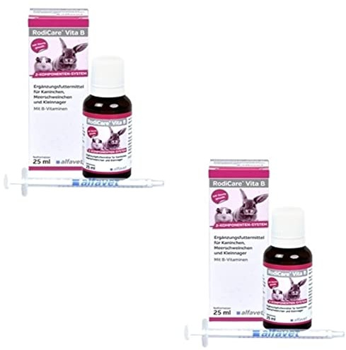 alfavet RodiCare Vita B | Doppelpack | 2 x 25 ml | Ergänzungsfuttermittel für Kaninchen, Meerschweinchen und Kleinnager | B-Vitamine in hoher Konzentration | 2-Komponenten-System
