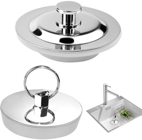 HWSWSH 2 Pcs Tapón De Bañera Universal 42-46 mm Tapón De Drenaje De Fregadero De Goma De Acero Inoxidable Tapón De Lavabo De Baño De 2 Estilos Tapón De Lavabo para Baño, Cocina, Bañera, Piscina