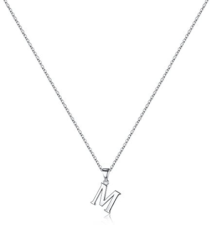 TINGN Silber Kette mit Buchstaben Damen, Halskette Mädchen Silber 925 Kette mit Buchstaben M Anhänger Silberkette Damen Schmuck Halskette Geburtstagsgeschenk für Frauen Mädchen Freundin Mama Geschenk