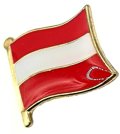 Anstecknadel mit österreichischer Flagge aus Metall und Emaille, Metall