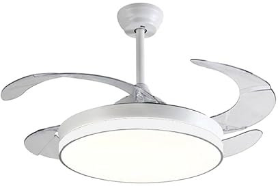 Genérico Ventilador techo INFANTIL blanco con Luz Lámpara,LED 72W,Motor DC, Ventilador Invisible Ultra Silencioso con Mando a Distancia y Palas Retráctiles Φ52*H40cm Decoración