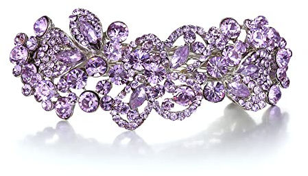 EVER FAITH Haarspange österreichischen Kristall Art Deco Blumen Blatt Clip Grün Silber-Ton für Damen Braut Party Hochzeit