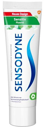 Sensodyne Sensitiv Fluorid Zahncreme, 75ml, tägliche Zahnpasta, bei schmerzempfindlichen Zähnen