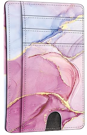FINTIE Cartera Plana para Tarjetas, Piel sintética, Bloqueador RFID, Funda para Tarjetas de crédito con Ventana de identificación y Compartimento de Acceso rápido para Hombre y Mujer