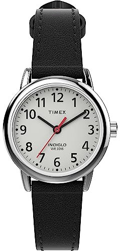 Timex Womens Easy Reader Silver-Tone Case with Black Sustainable Strap and White Dial TW2V75300