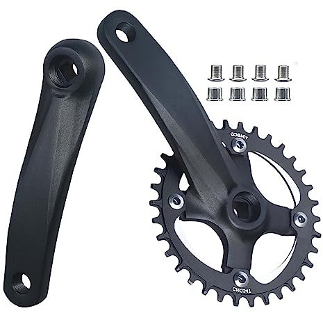 LHHL Mountainbike Vierkant Konus Kurbel 152/165/170mm Aluminiumlegierung Kurbelarm-Satz 104BCD 30/32T/34T/36T/38/40/42T Narrow Width Zähne Rundes MTB Kettenblatt (Color : Black 152mm, Size : 34T)