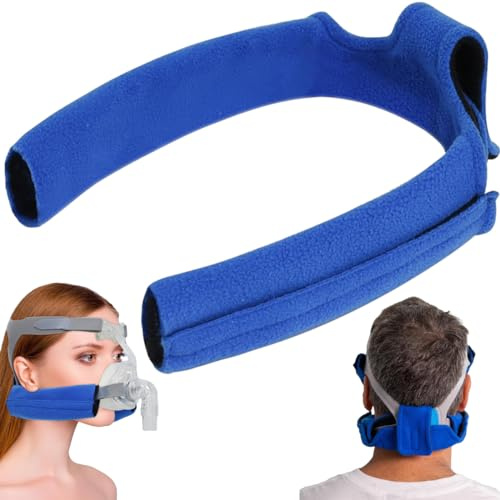 CPAP Nackenpolster, CPAP Maske Kopfbedeckung Abdeckung, Premium Schlafapnoe Maske Nackenpolster - Universelle Größe für erholsamen Schlaf - Inklusive hochwertiger Gurtbezüge, Gesichtspads (Blue)