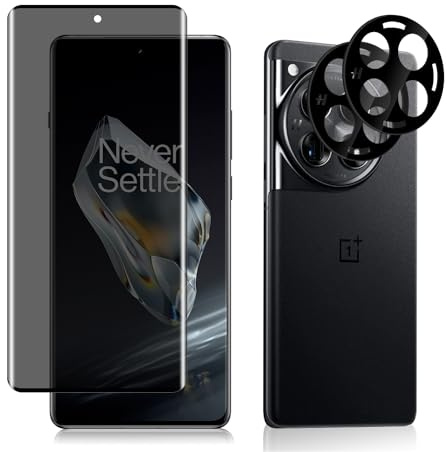 ZoRoll Privacy Schutzfolie [1+2 Stück] Kompatibel mit OnePlus 12 + Kamera Panzerglasfolie, 9H-Härte Anti-Spy Privatsphäre Displayschutzfolie, Kratzfest Sichtschutzfolie für OnePlus 12