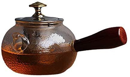 LeGDOr Glass Teapot,Stovetop Safe Glass Tea Kettle with Stainless Steel Infuser,for Tea and Coffee,Borosilicate Tea Pot for Loose Tea (A)