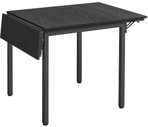 VASAGLE Esstisch, klappbarer Küchentisch für 2-4 Personen, für kleine Räume, ebenholzschwarz-tintenschwarz KDT077B03